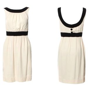 Cute Kate Spade Mini Dress Scoop Neck Button Back Sleeveless Dress Black Cream